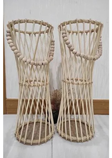 2’li Bambu Çubuk Vazo Seti / Doğal Ahşap Vazo / Dekoratif Bambu Çiçeklik modelleri