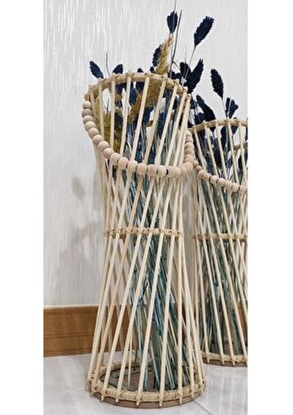 2’li Bambu Çubuk Vazo Seti / Doğal Ahşap Vazo / Dekoratif Bambu Çiçeklik indirimleri