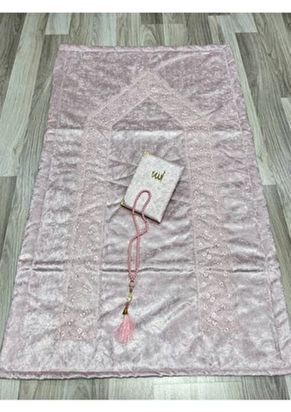 3 Parça Fransız Güpür Işlemeli Kadife Çeyizlik Gelin Seti Seccadesi fiyatları