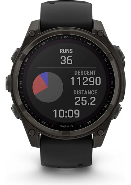 Garmin Fenix 8 - 47 mm Solar Sapphire Karbon Gri Dlc Titanyum Siyah/gri Silikon Kayışlı