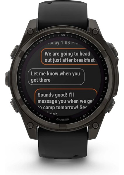 Garmin Fenix 8 - 47 mm Solar Sapphire Karbon Gri Dlc Titanyum Siyah/gri Silikon Kayışlı