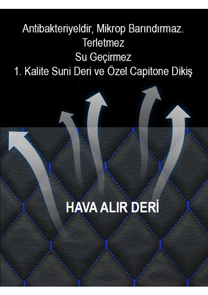 Fiat Murat 124 2li Koltuk Minderi Terletmez Deri Siyahmavi