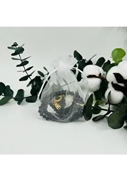 10 Adet Siyah Hediyelik Tül Keseli Inci Tesbih (Mevlid-Hac-Umre-Sünnet)