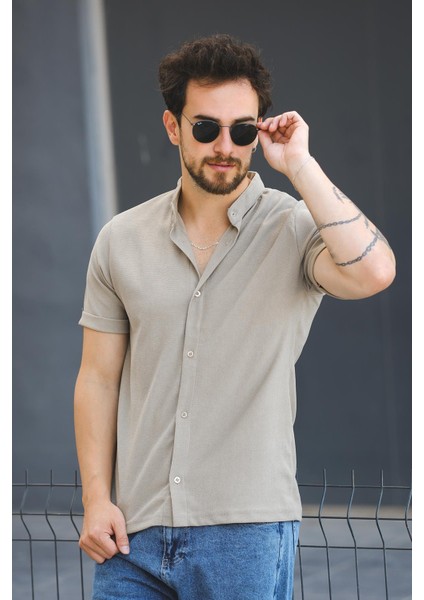 Laend Slim Fit Esnek Likralı Kısa Kol Hakim Yaka Erkek Gömlek fiyatları