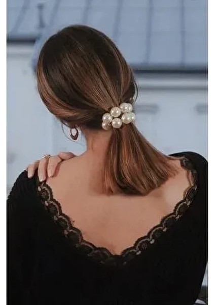 Kadın Pearls Inci Esnek Saç Tokası