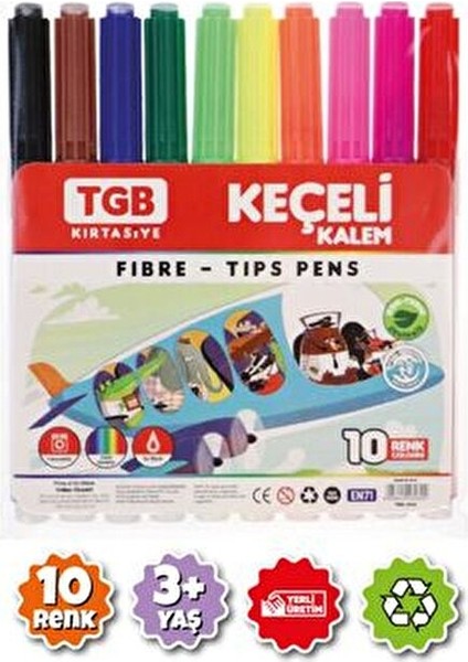 Keçeli Kalem Tgb 10 Renkli Kalem Seti 10 Adet Farklı Renk Seçenekleriyle fiyatları