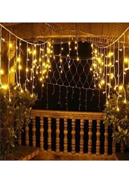 8 Fonksiyonlu Perde LED 4 Metre Genişlik 50X60X70 Saçak Gün Işığı - 96 Ledli Saçaklı LED