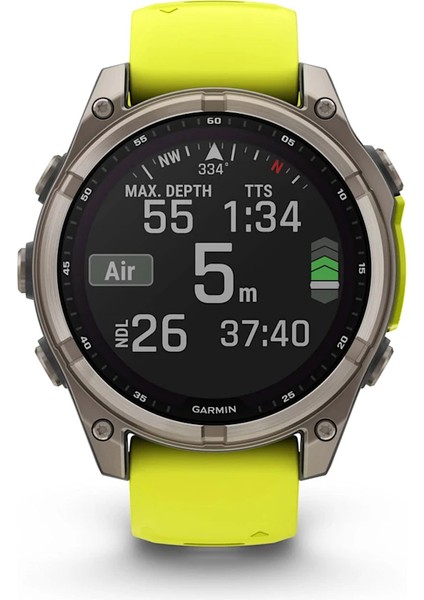 Garmin Fenix 8 - 47 mm Solar Sapphire Titanyum Amp Sarı/grafit Silikon Kayışlı