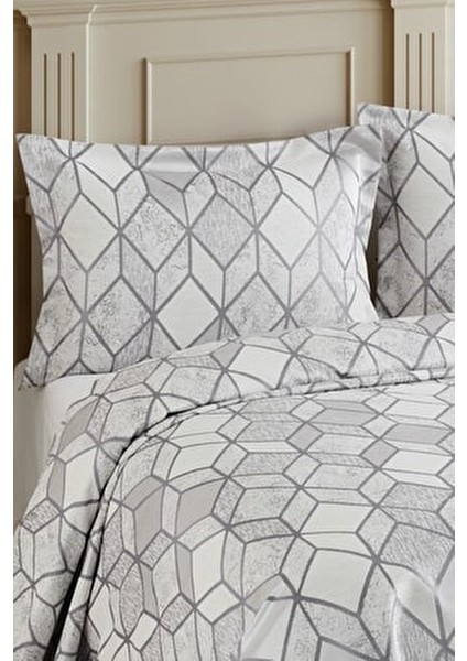 Arel Şönil Çift Kişilik Yatak Örtüsü Takımı Gri Geometrik Desen Elyaf Malzeme Özellikleriyle fiyatları