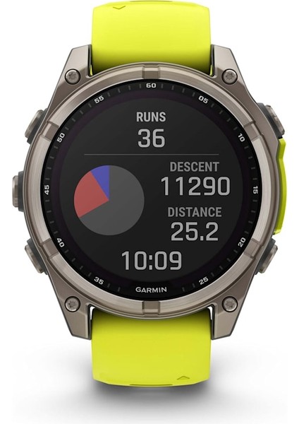 Garmin Fenix 8 - 47 mm Solar Sapphire Titanyum Amp Sarı/grafit Silikon Kayışlı