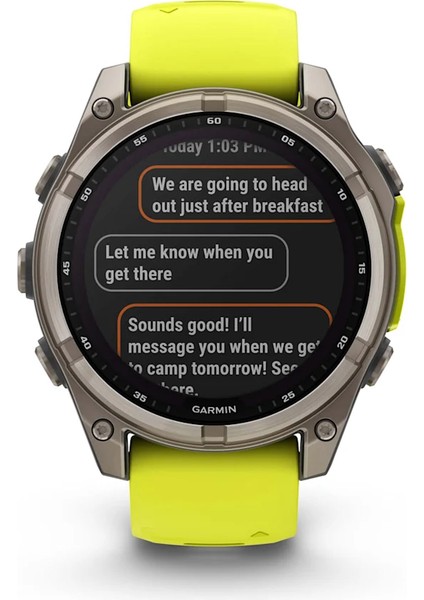 Garmin Fenix 8 - 47 mm Solar Sapphire Titanyum Amp Sarı/grafit Silikon Kayışlı
