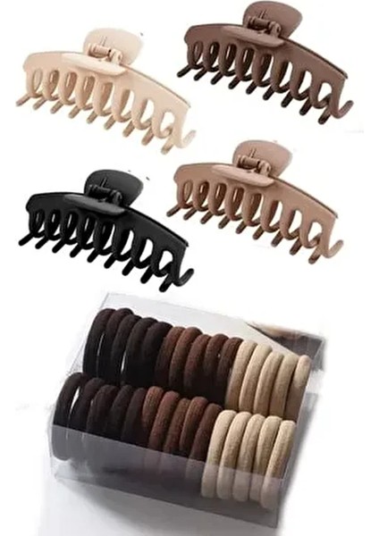 Kadın 4'lü Xl Mandal + 50'li Kahve Lastik Toka Seti