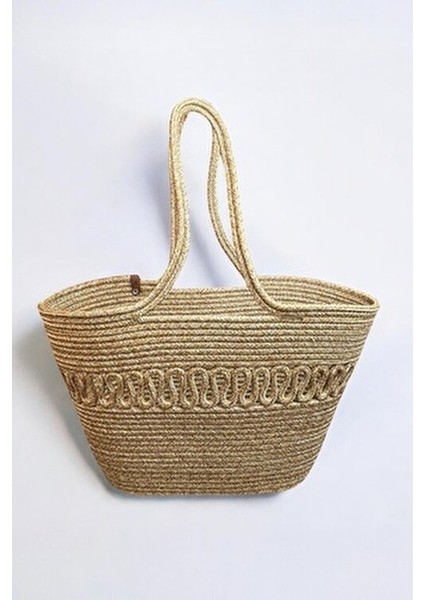 Hasır Jüt Kadın Omuz Çantası %100 El Yapımı Vegan Pamuk Materyal Plaj Koleksiyonu modelleri