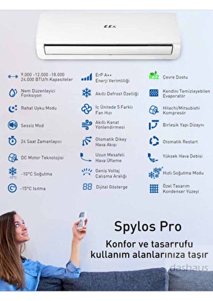 Spylos Pro Inverter Split A++ R32 18.000 Btu Klima ESA1518A100 (Montaj Dahil) fiyatları
