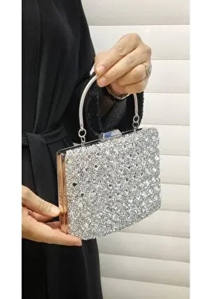 Abiye Çanta Kadın Taşlı Abiye Clutch Portföy Çanta GP1111ABİYE