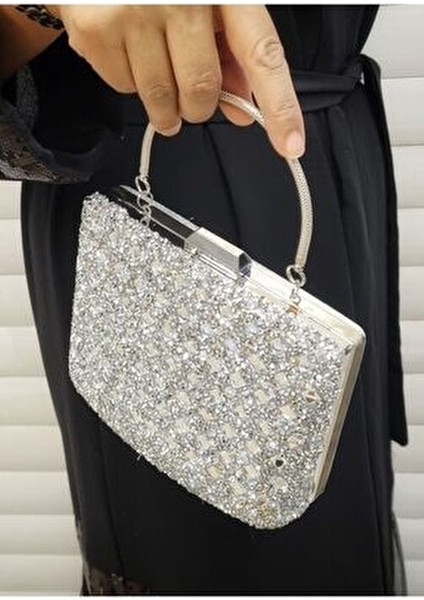 Abiye Çanta Kadın Taşlı Abiye Clutch Portföy Çanta GP1111ABİYE