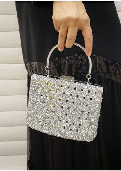 Abiye Çanta Kadın Taşlı Abiye Clutch Portföy Çanta GP1111ABİYE