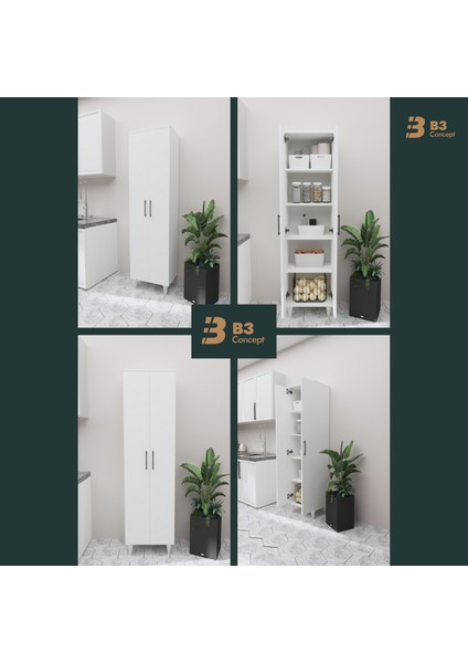 B3CONCEPT 2 Kapaklı 5 Raflı Kaliteli Çok Amaçlı Dolap - Kolay Kurulum - Mutfak Balkon Banyo Erzak Kiler Dolabı fiyatları