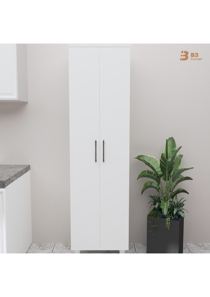 B3CONCEPT 2 Kapaklı 5 Raflı Kaliteli Çok Amaçlı Dolap - Kolay Kurulum - Mutfak Balkon Banyo Erzak Kiler Dolabı