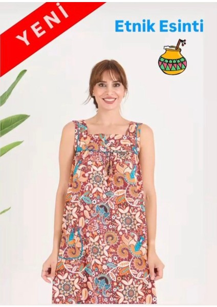 Pamuklu Kumaştan Geniş Kesim Yeni Desen Cepli Büyük Beden Ev Elbise