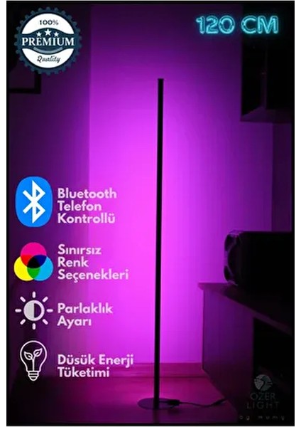 Bluetooth Kontrol-Telefon Kontrol Oda Aydınlatma Sistemi Full Rgb LED Lambader Sese Duyarlı