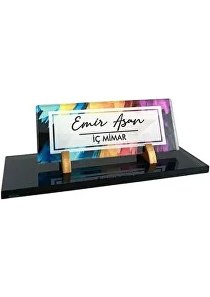 Uv Baskılı Kristal Masa Isimliği Ofis Hediyesi Kristal Isimlik Cam Isimlik Wuv-06