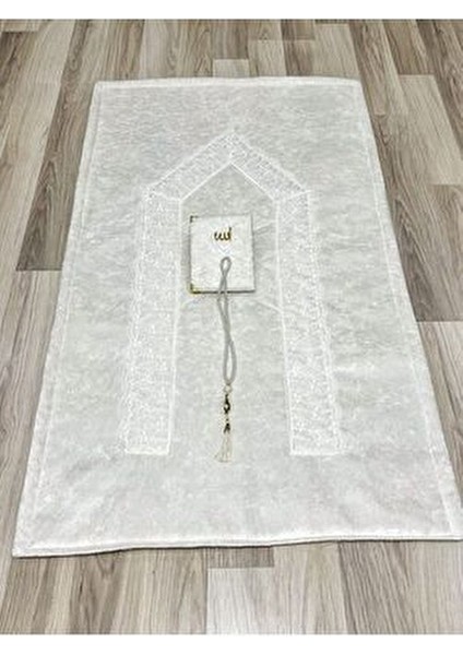 3 Parça Fransız Güpür Işlemeli Kadife Çeyizlik Gelin Seti Seccadesi fiyatları