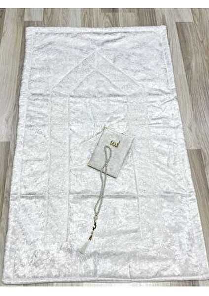 3 Parça Fransız Güpür Işlemeli Kadife Çeyizlik Gelin Seti Seccadesi fırsatları