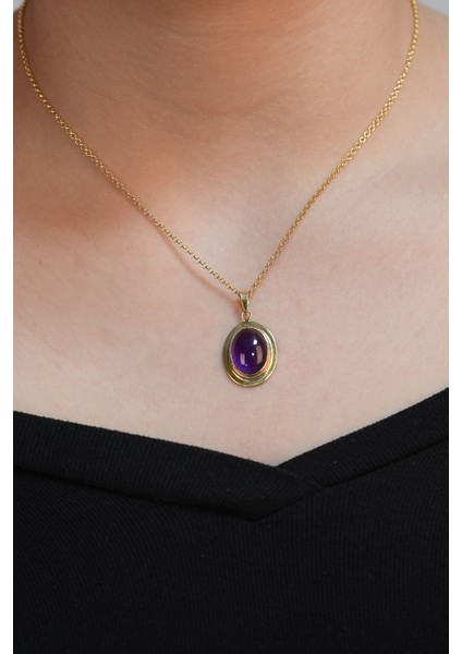 Ametist Doğal Taşlı 925 Ayar Gümüş El Yapımı Kolye fırsatları