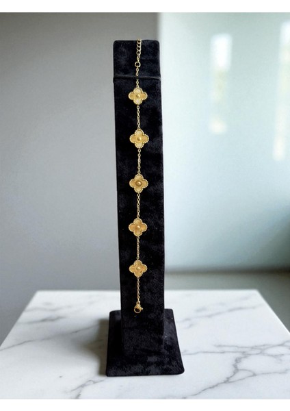 Gold Renginde Beş Yapraklı Yonca Paslanmaz Çelik Takı Seti CNS102 modelleri