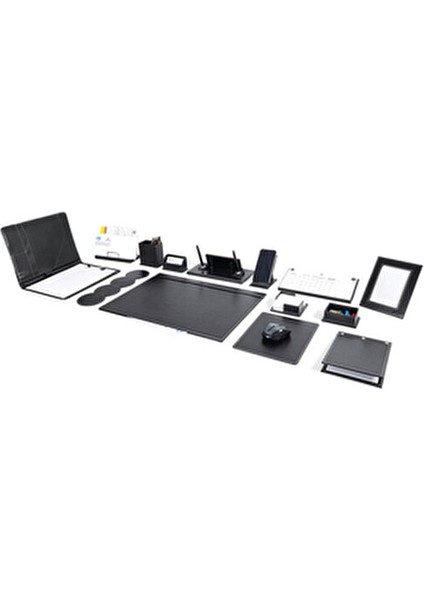 Titan 14 Parça Siyah Deri Sümen Takımı Masa Isimliği Seti Hediyelik Iş Ofis Aksesuarı indirimleri