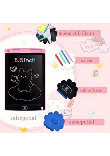 8.5 İnç Grafik Dijital Kalemli LCD Çizim Tableti Çocuk Yazı Tahtası Eğlenceli Tasarım
