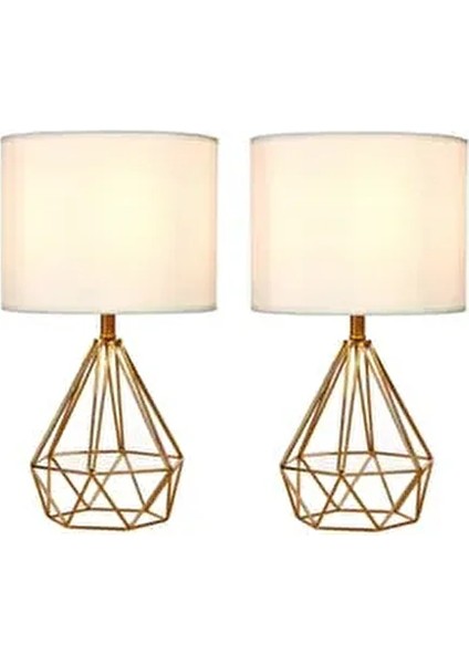 Iki Adet Tardu Abajur Krem Kumaş Şapka