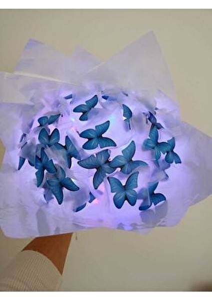 LED Işıklı 20 Li Mavi Kelebek Çiçek Buketi fiyatları
