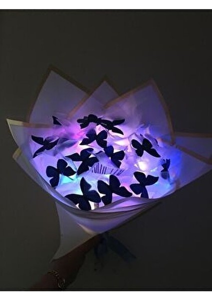 LED Işıklı 20 Li Mavi Kelebek Çiçek Buketi fırsatları