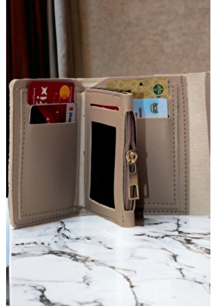Kadın Yumuşak Derili Çıtçıtlı ve Fermuarlı Şık Vizon Cüzdan Kartlık Aksesuar modelleri