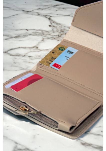 Kadın Yumuşak Derili Çıtçıtlı ve Fermuarlı Şık Vizon Cüzdan Kartlık Aksesuar indirimleri