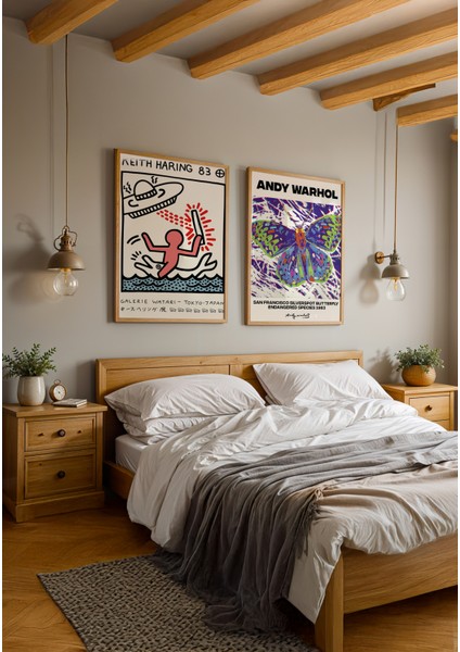 Japan&butterfly - Doğal Ahşap Çerçeveli Tablo 2'li Set