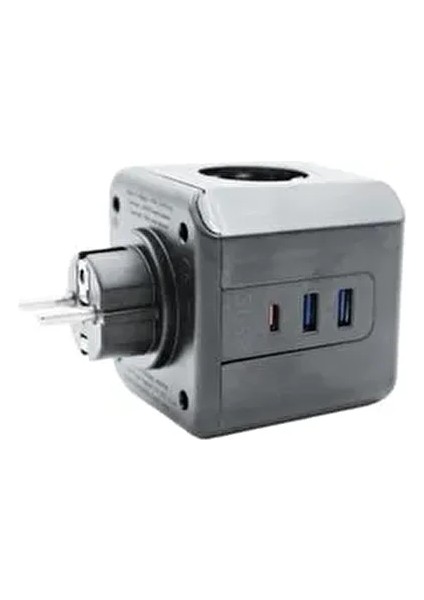 Termal Akım Korumalı 3'lü Duvar Tipi Priz 2 USB 1 Type-C Küp Priz fiyatları