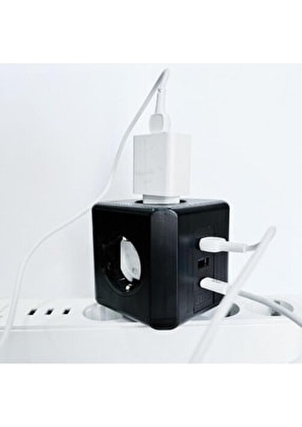 Termal Akım Korumalı 3'lü Duvar Tipi Priz 2 USB 1 Type-C Küp Priz indirimleri