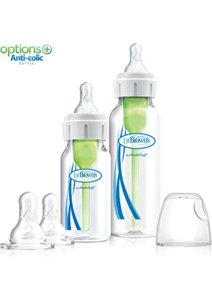 Dar Ağız Polipropilen Plastik Biberon ve 2. Seviye Dar Ağız Biberon Emziği Seti