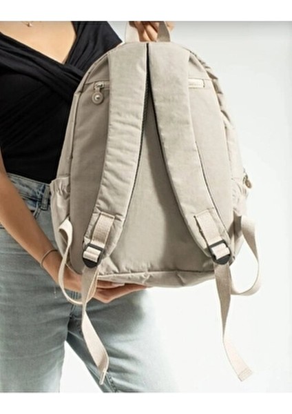 Çok Bölmeli Krem Renkli Büyük Boy Okul Sırt Çantası Tekstil Malzeme ile indirimleri