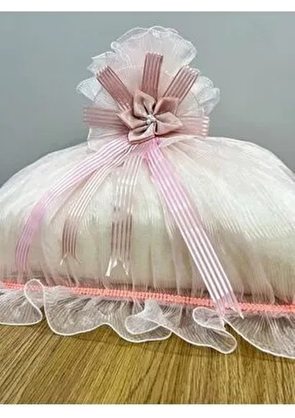 Saten Bohça Işleme Güllü Bohça Süslü Söz Nişan Hurcu Çeyizlik 50X40