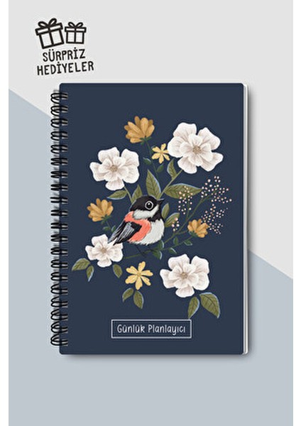Günlük Planlayıcı A5 Defter, Notlar, Yapılacaklar, Esnek Karton Kapaklı, 100 Günlük, Mavi Kuşlu fırsatları