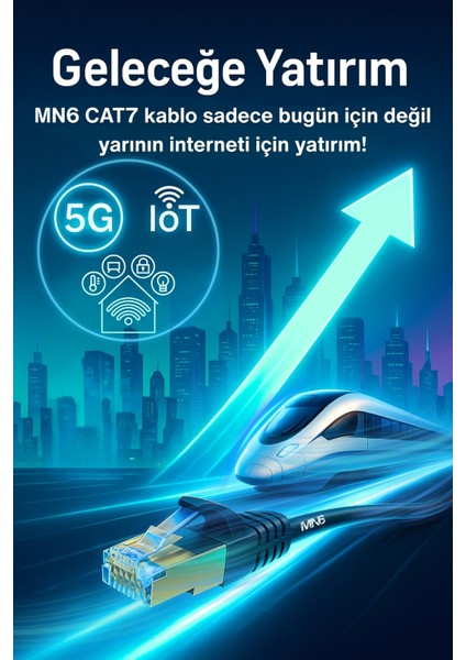 M109f Cat7 Kablo 5 Metre/Bakır Tel-10gbps-50 Mikron Altın Kaplama/STP/5 Metre Cat7 Ethernet Kablosu