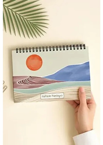 Haftalık Planlayıcı A5 Defter, Esnek Ince Karton Kapaklı, 1 Yıllık Planlayıcı, Kahverengi Boho