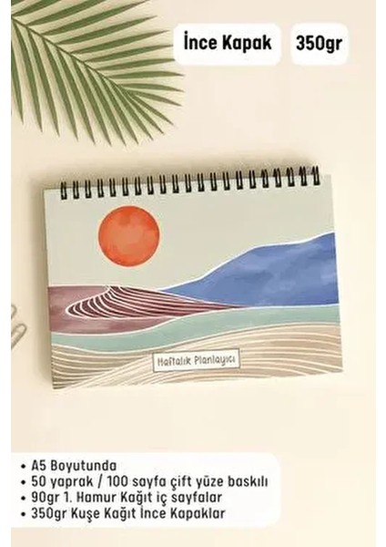 Haftalık Planlayıcı A5 Defter, Esnek Ince Karton Kapaklı, 1 Yıllık Planlayıcı, Kahverengi Boho fiyatları