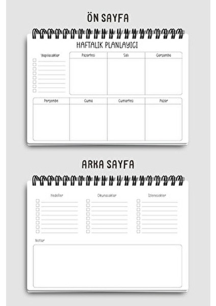 Haftalık Planlayıcı A5 Defter, Esnek Ince Karton Kapaklı, 1 Yıllık Planlayıcı, Kahverengi Boho