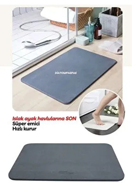 Sihirli Su Emici Gri Renk Diatom Banyo Paspas Diatomite Su Çeken Suyadoymayanpaspas