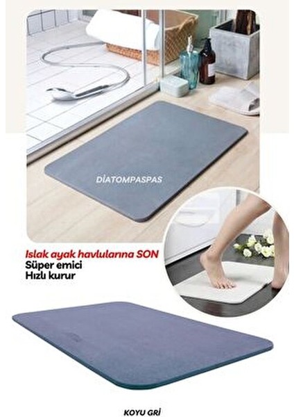 Sihirli Su Emici Gri Renk Diatom Banyo Paspas Diatomite Su Çeken Suyadoymayanpaspas fiyatları